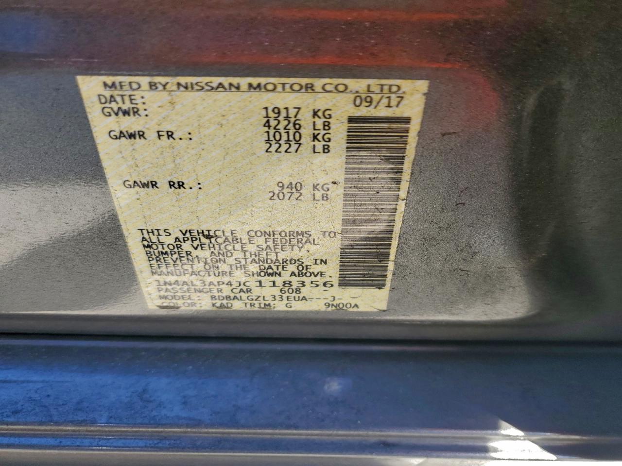 2018 NISSAN ALTIMA 2.5 photo 12