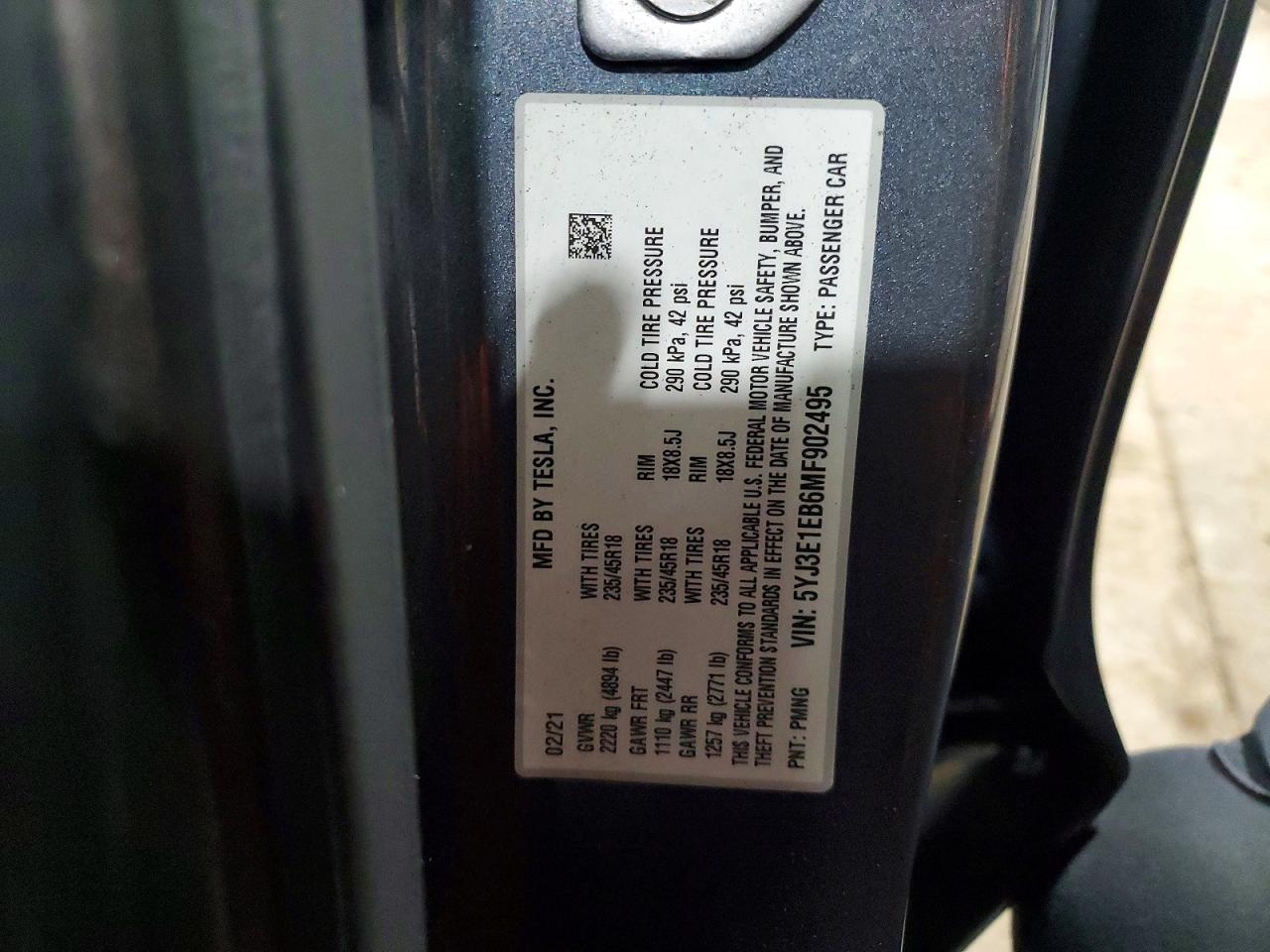 2021 TESLA MODEL 3 photo 12