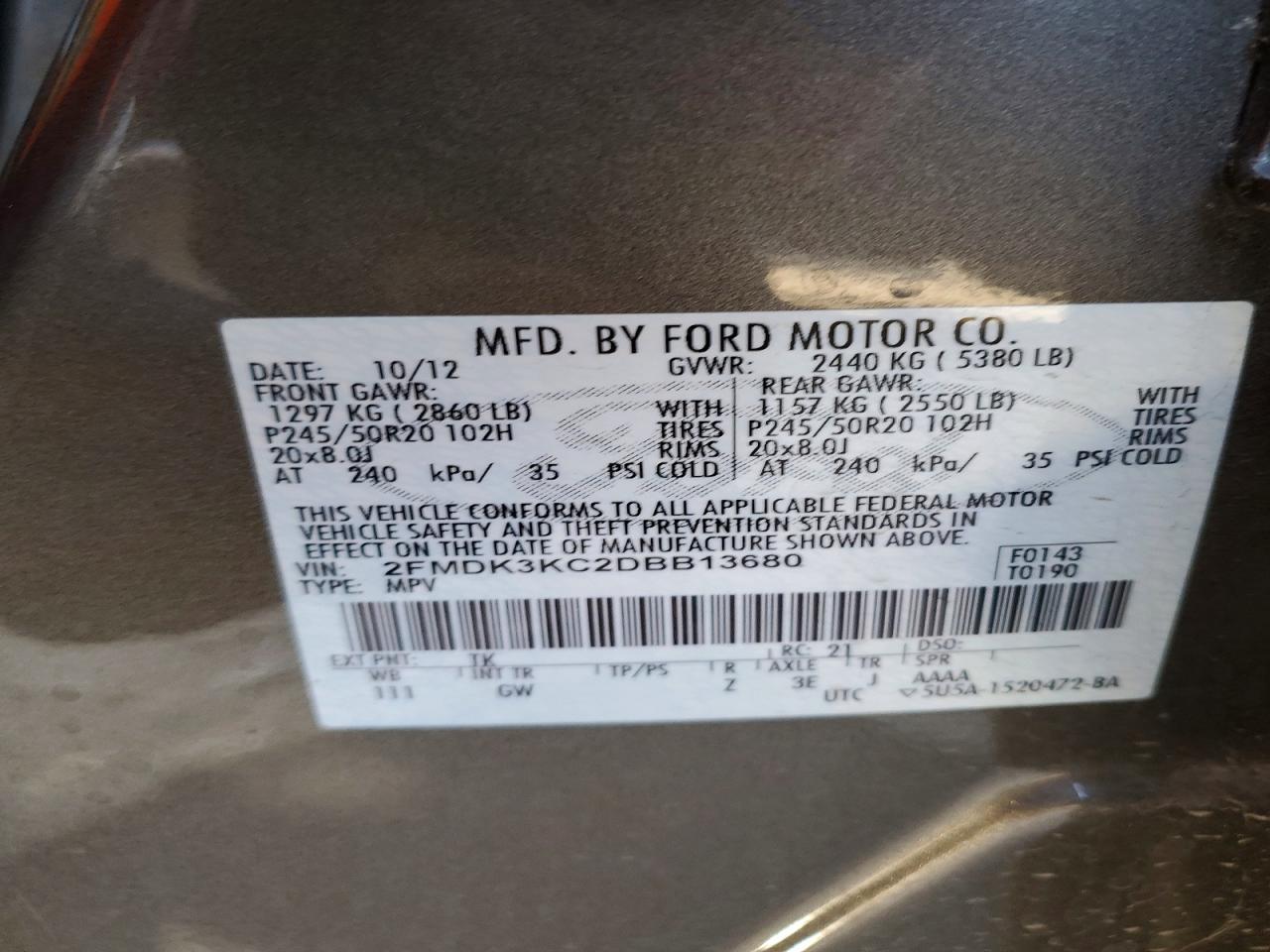 2013 FORD EDGE LIMITED photo 27
