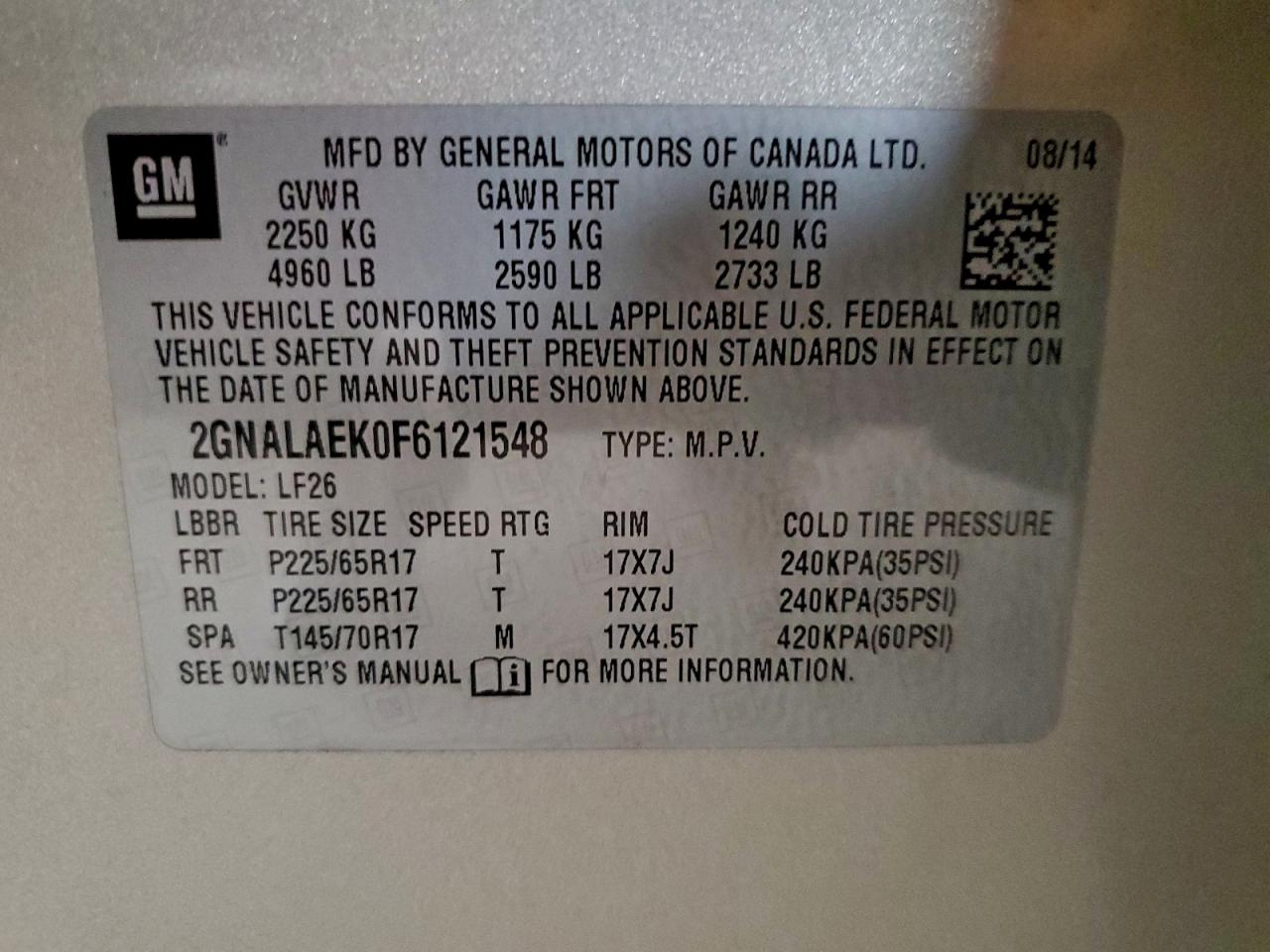 2015 CHEVROLET EQUINOX LS photo 12