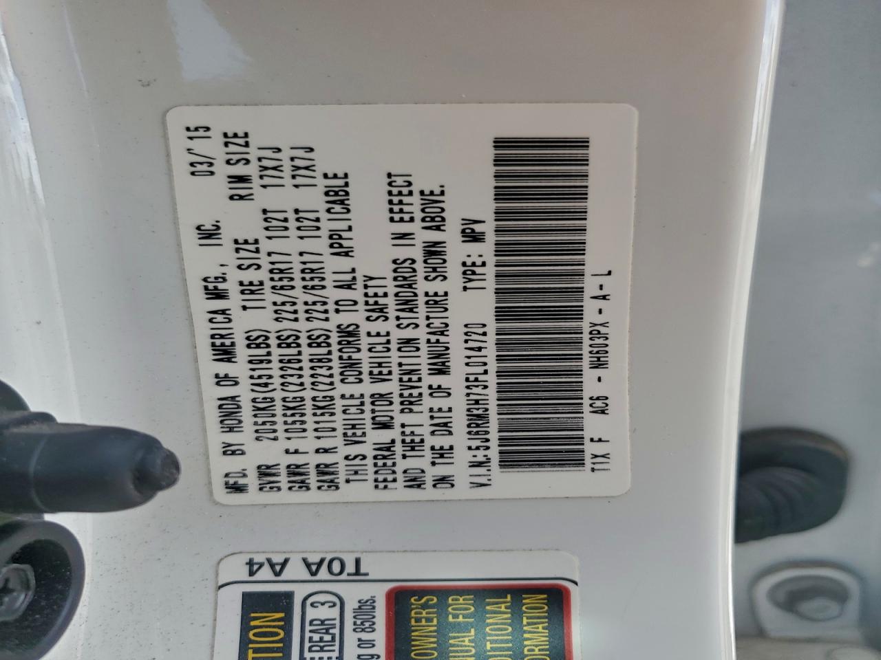 2015 HONDA CR-V EXL photo 37