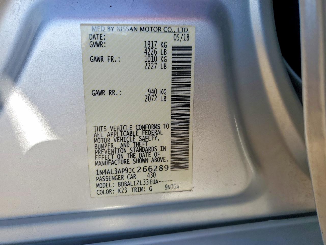 2018 NISSAN ALTIMA 2.5 photo 13