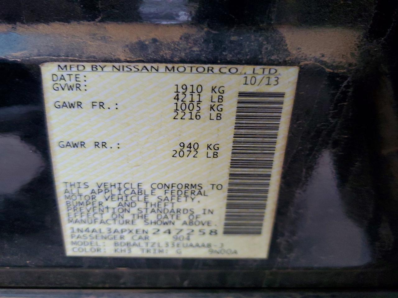 2014 NISSAN ALTIMA 2.5 photo 12