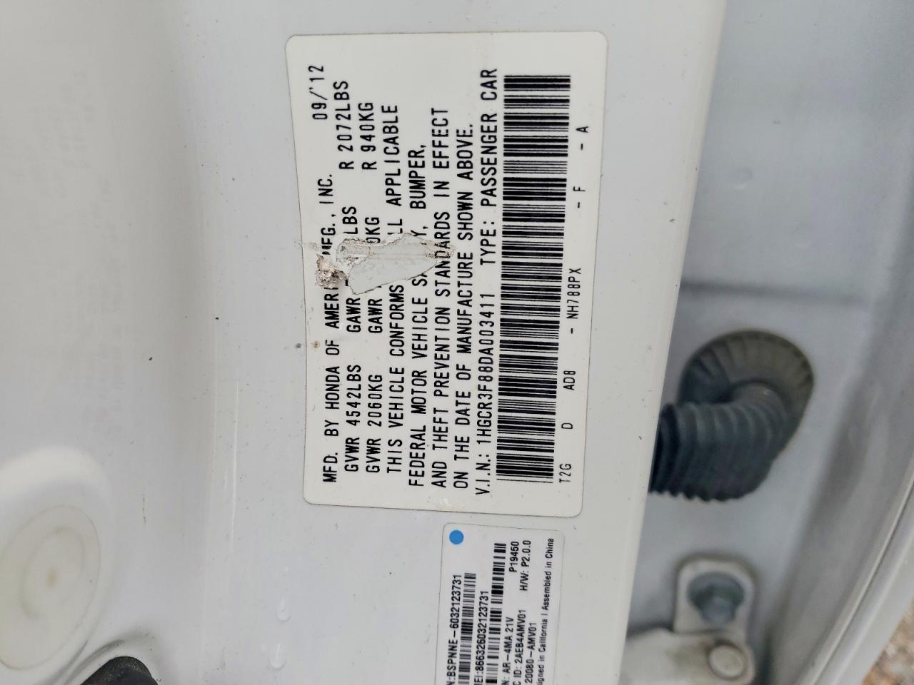 2013 HONDA ACCORD EXL photo 12