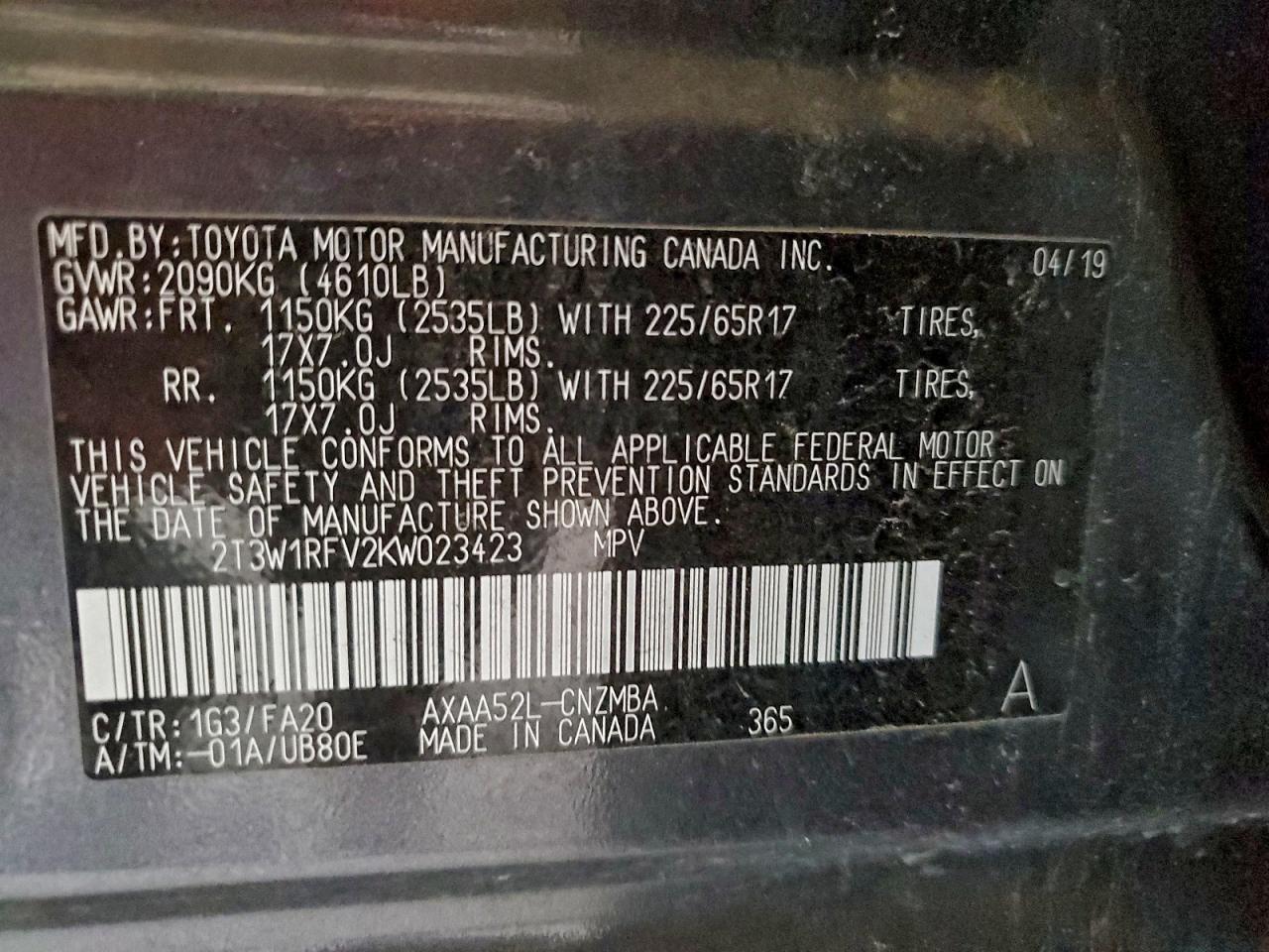 2019 TOYOTA RAV4 XLE photo 12