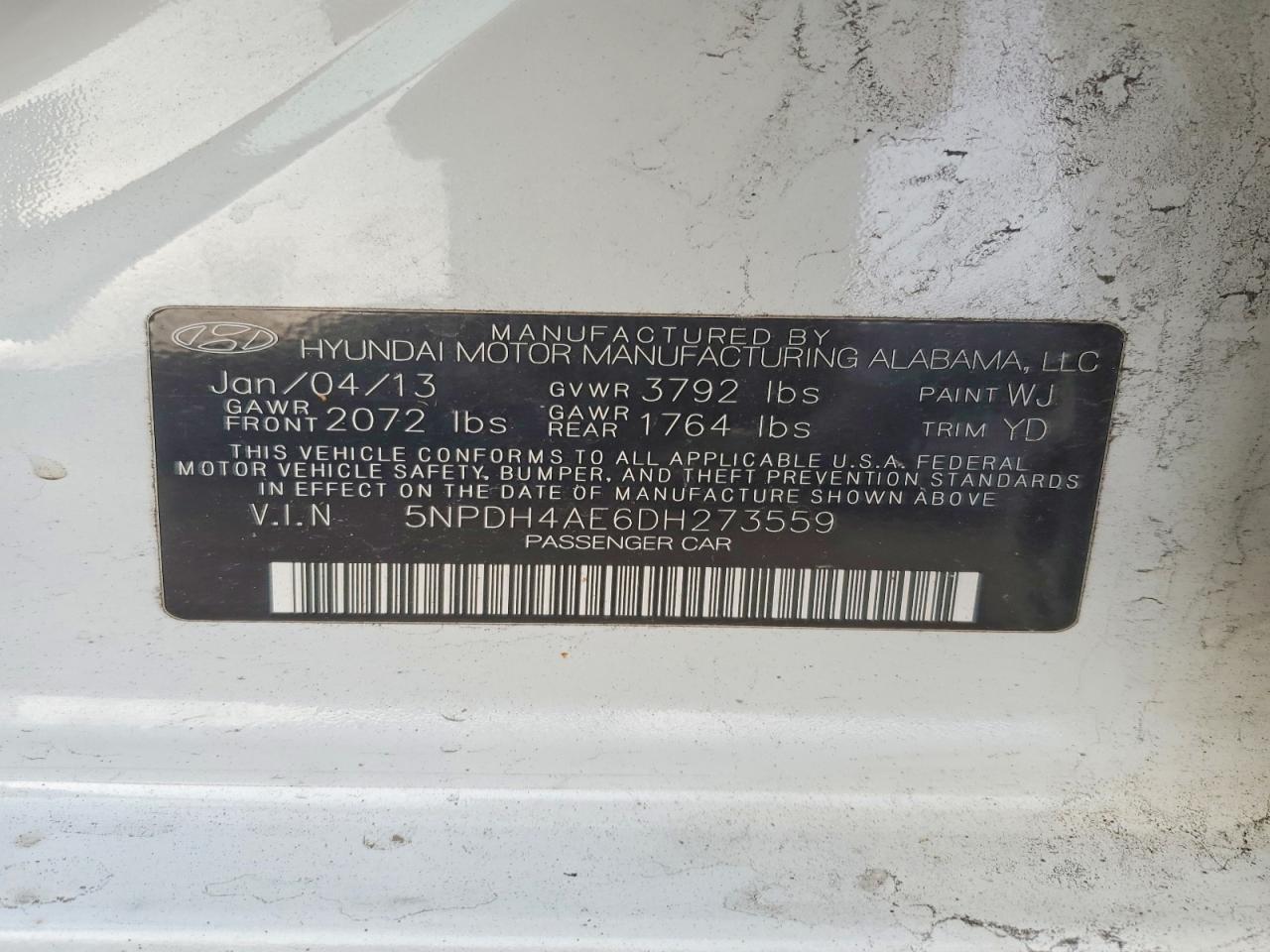 2013 HYUNDAI ELANTRA GLS photo 12