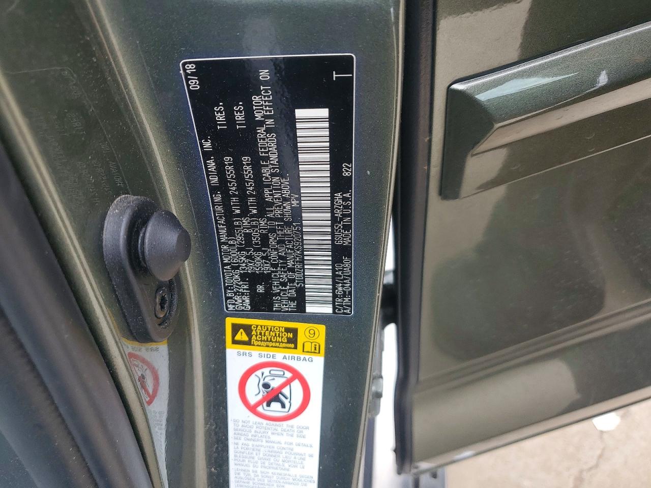 2019 TOYOTA HIGHLANDER LIMITED photo 12