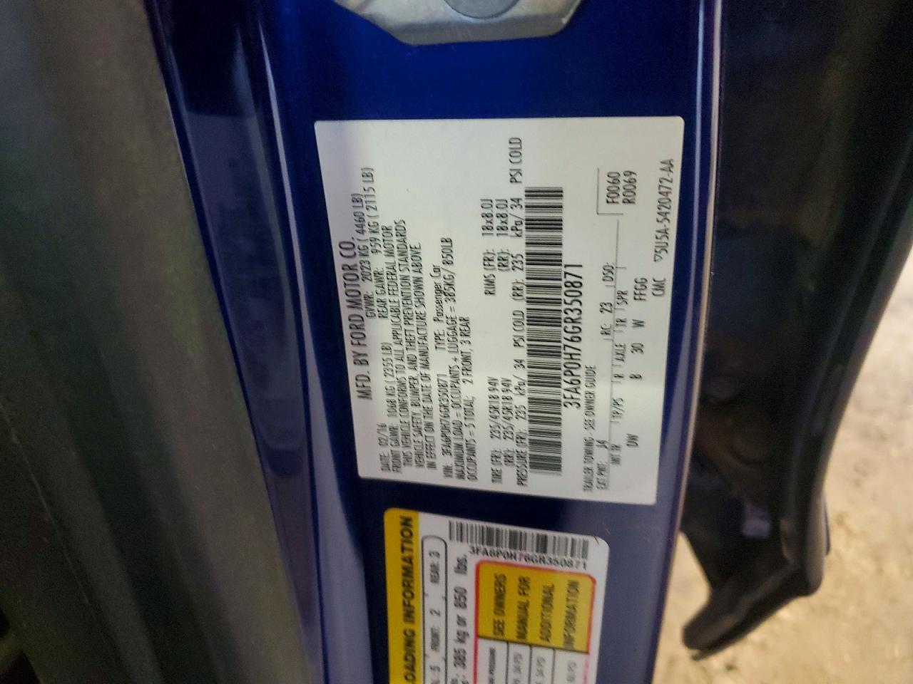 2016 FORD FUSION SE photo 12