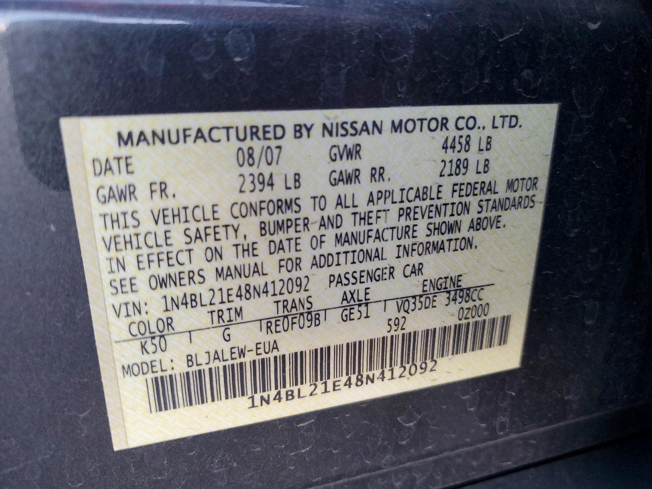 2008 NISSAN ALTIMA 3.5SE photo 34