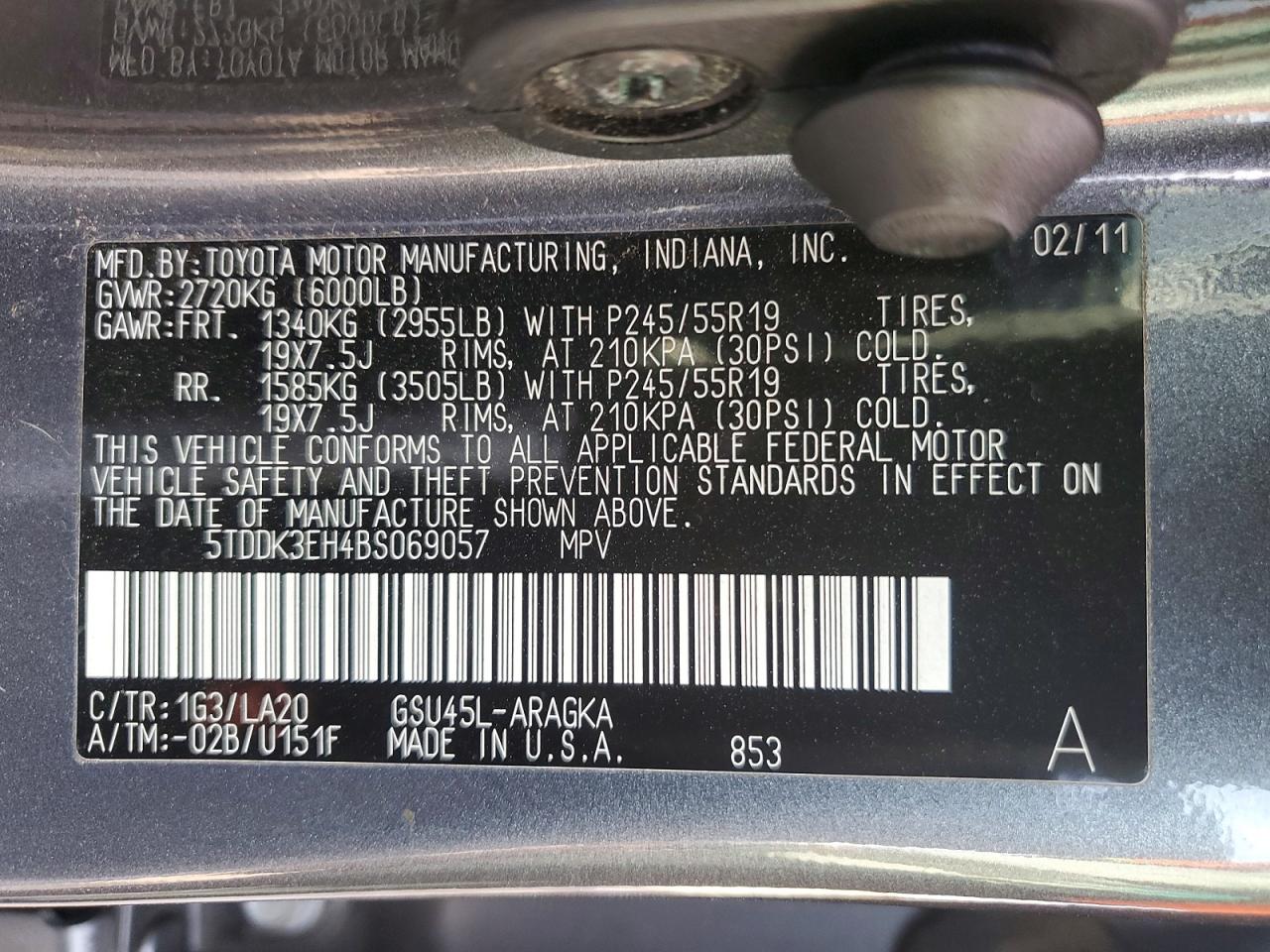 2011 TOYOTA HIGHLANDER LIMITED photo 13