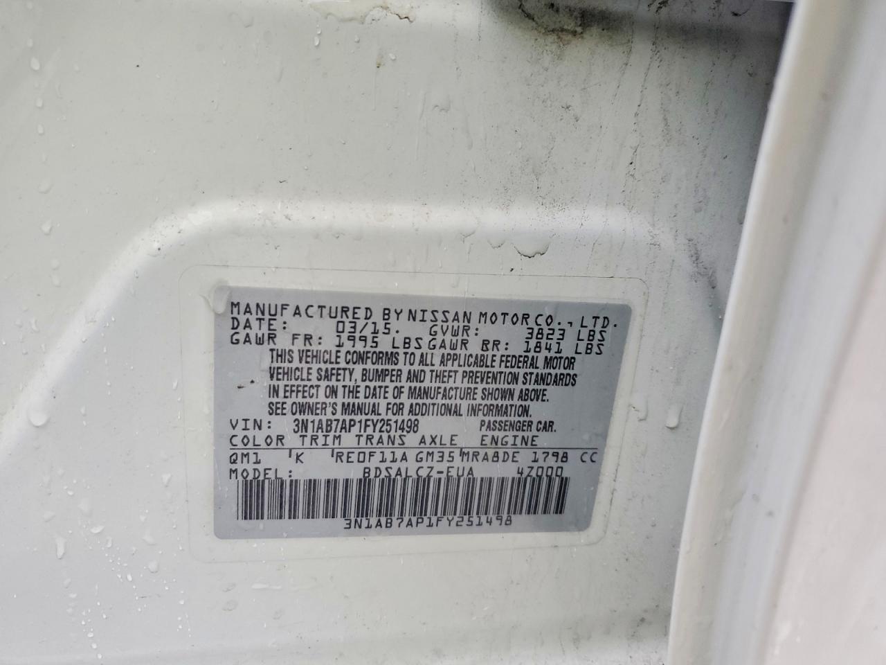 2015 NISSAN SENTRA S photo 12