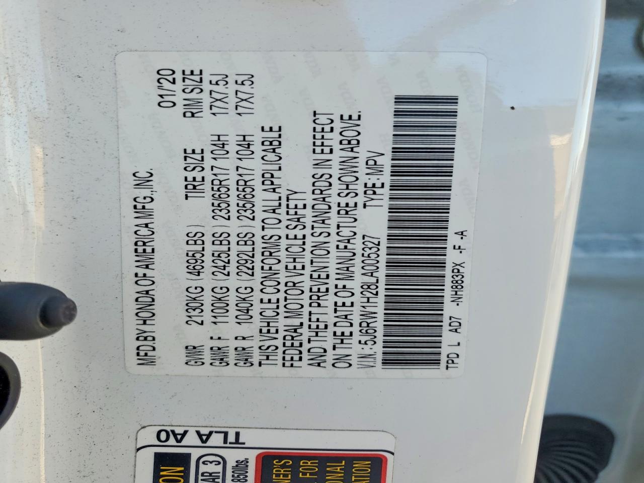 2020 HONDA CR-V LX photo 13