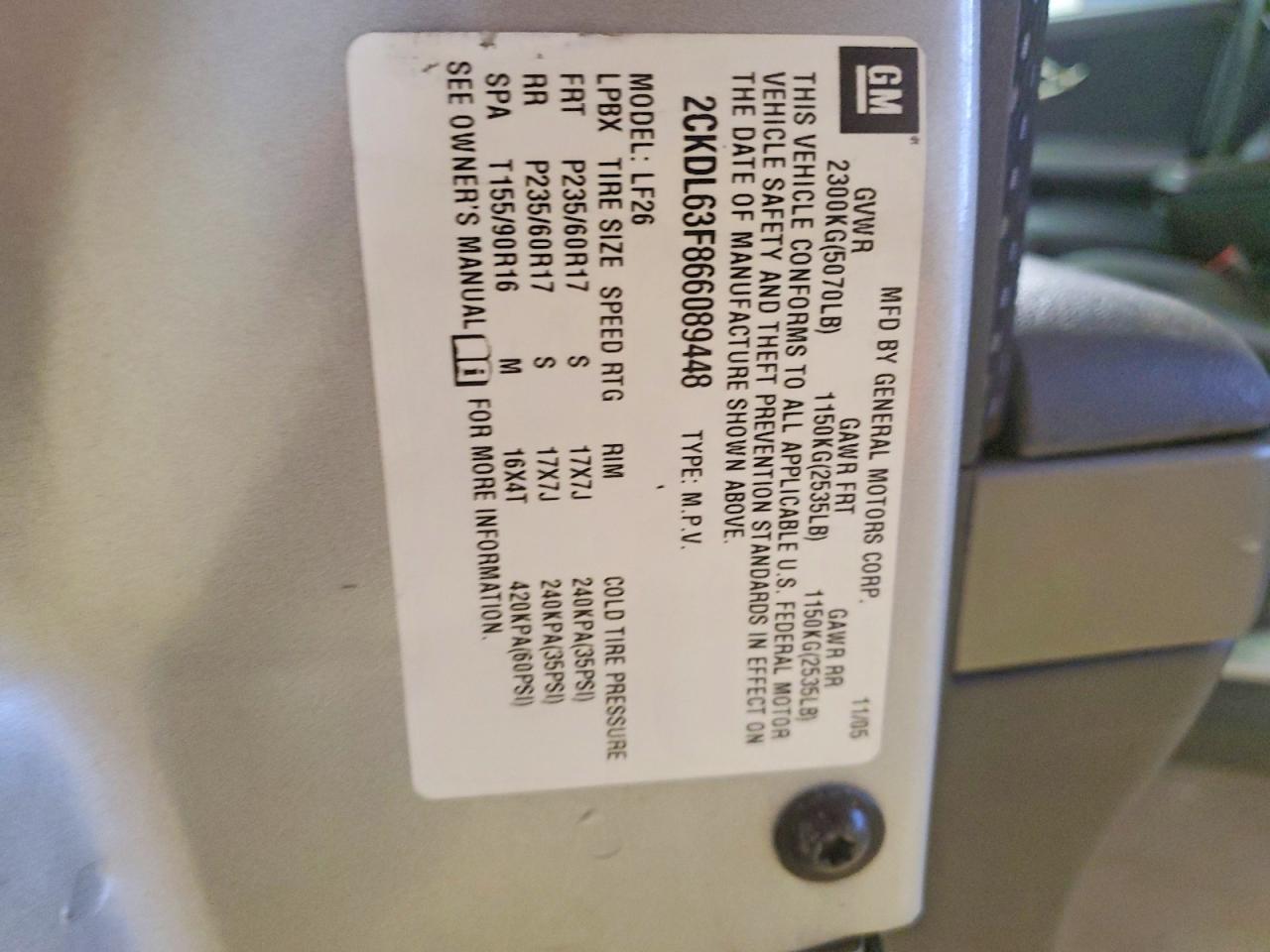 2006 PONTIAC TORRENT photo 13