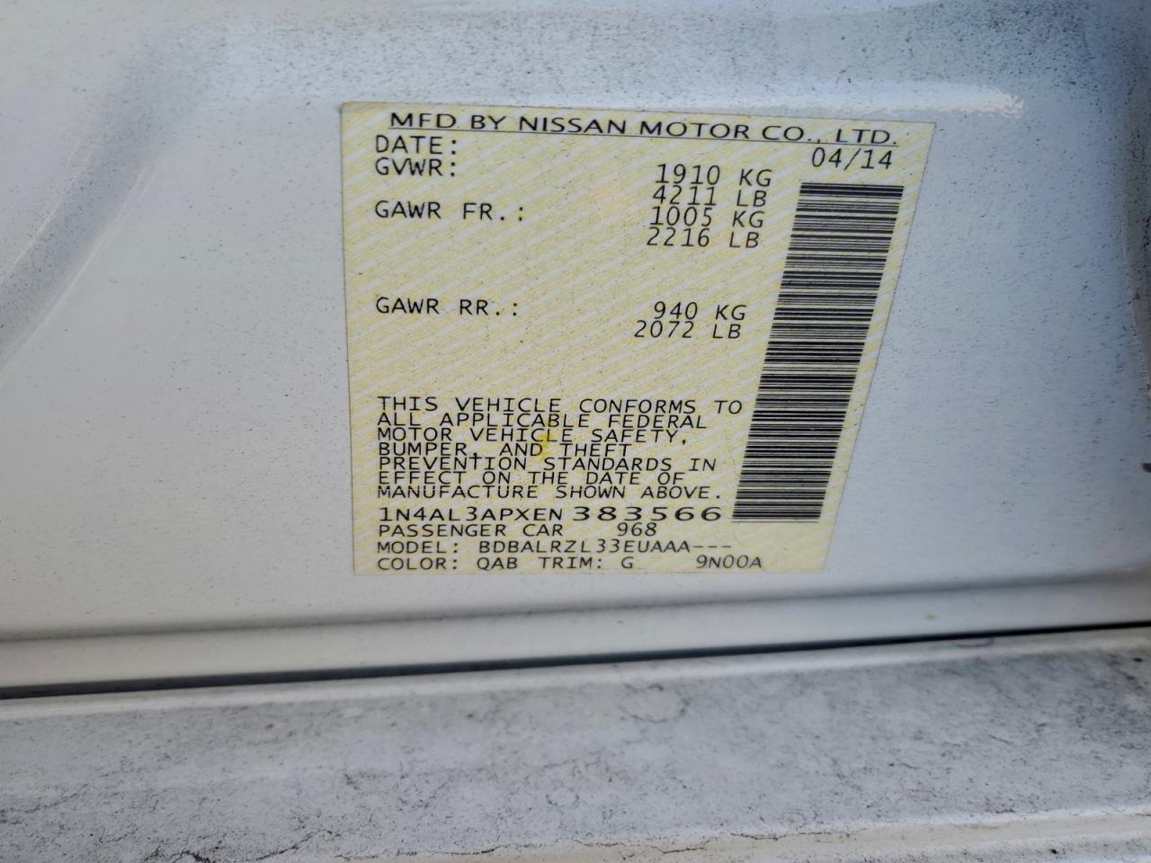 2014 NISSAN ALTIMA 2.5 photo 12