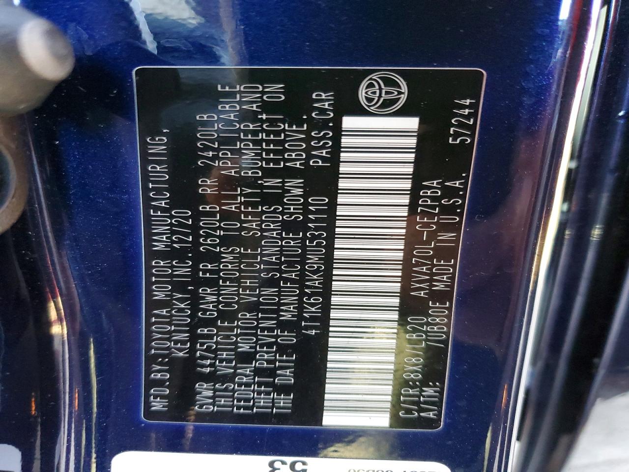 2021 TOYOTA CAMRY XSE photo 23
