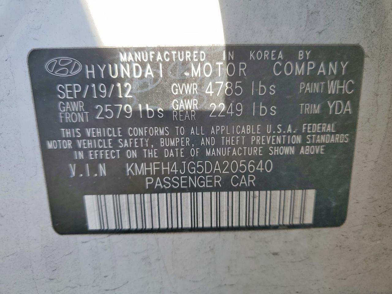 2013 HYUNDAI AZERA GLS photo 13