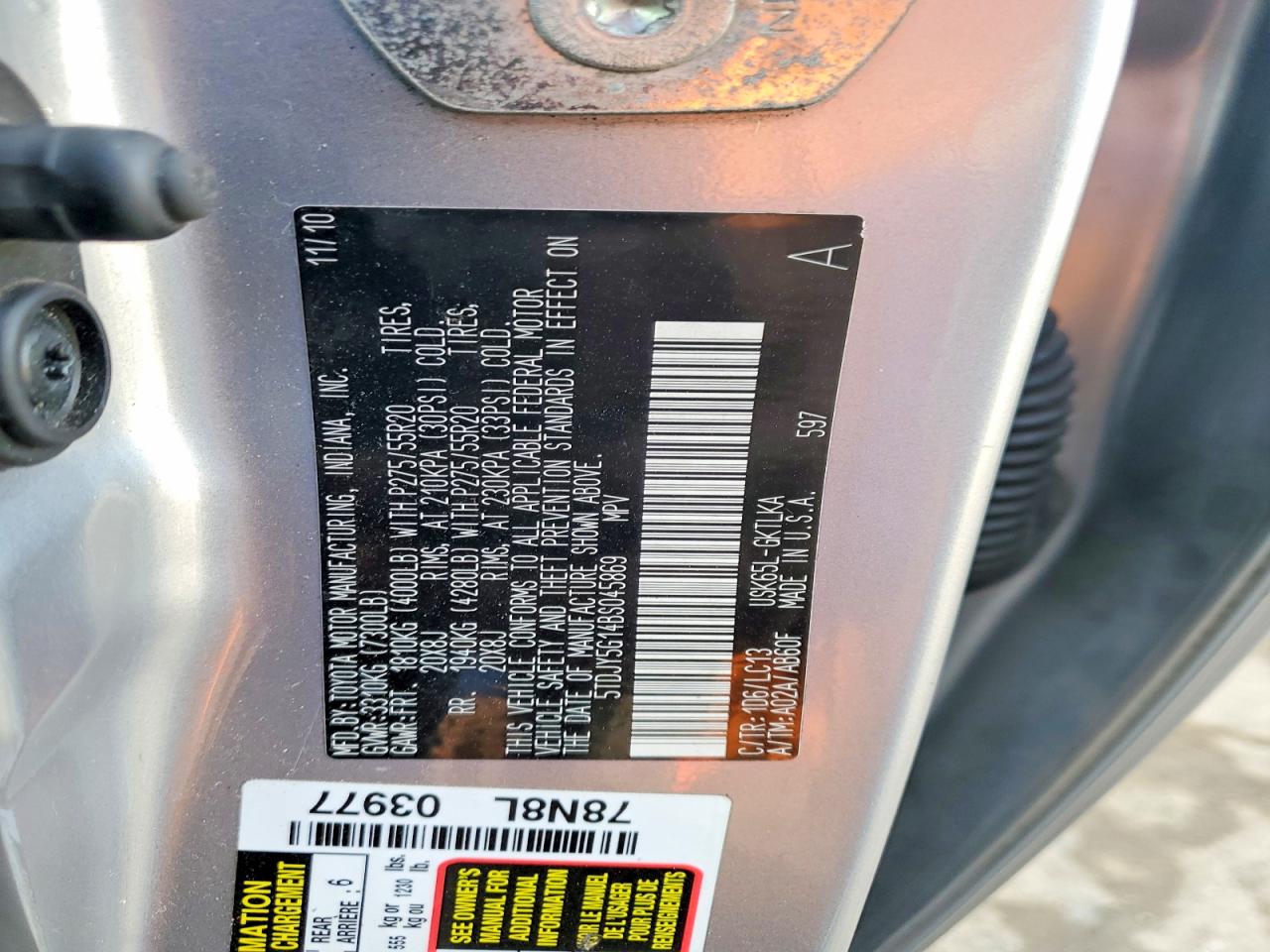 2011 TOYOTA SEQUOIA LIMITED photo 13
