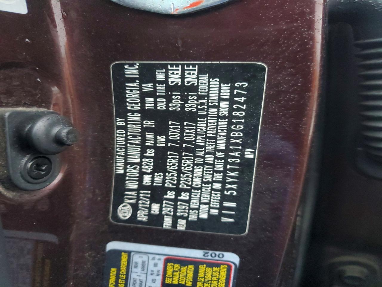 2011 KIA SORENTO BASE photo 25