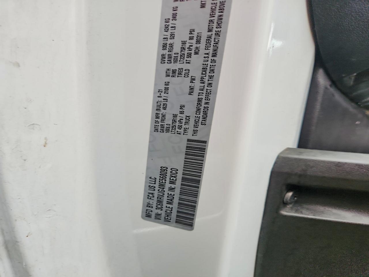 2021 RAM PROMASTER 3500 3500 HIGH photo 12
