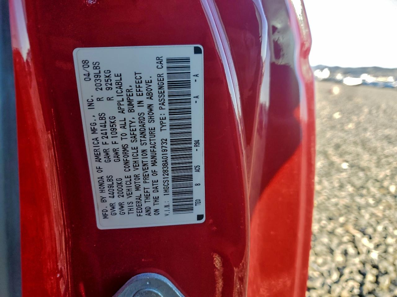 2008 HONDA ACCORD EXL photo 12