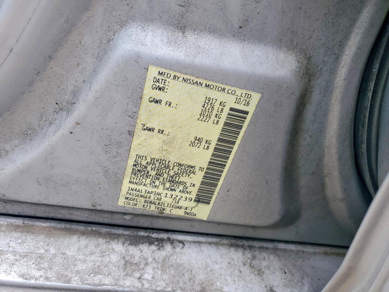 2017 NISSAN ALTIMA 2.5 photo 12