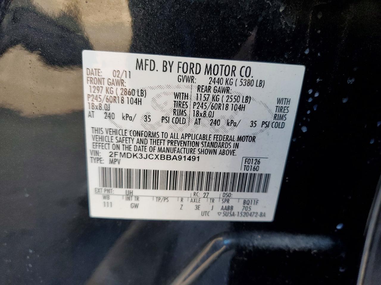 2011 FORD EDGE SEL photo 13