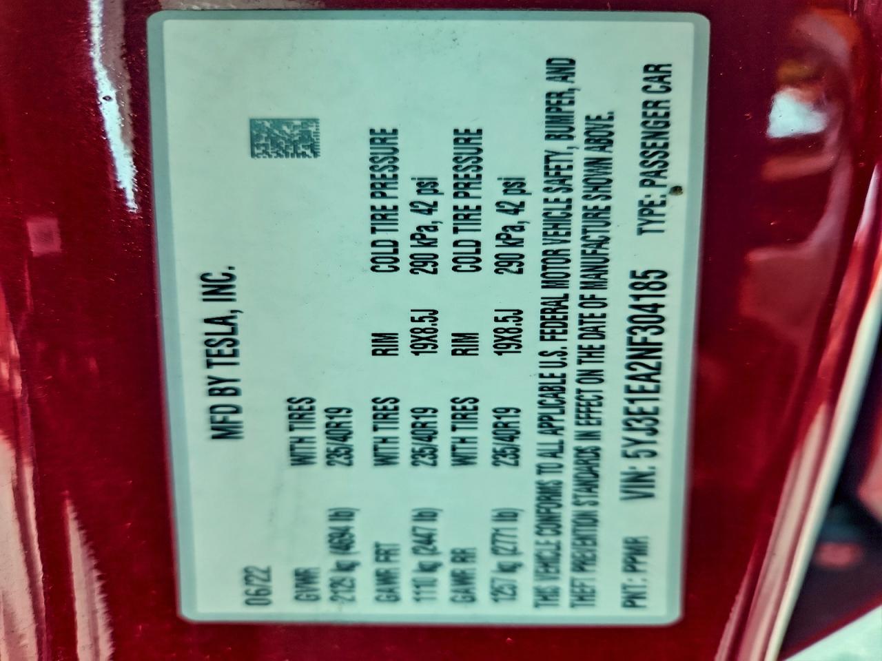 2022 TESLA MODEL 3 photo 12