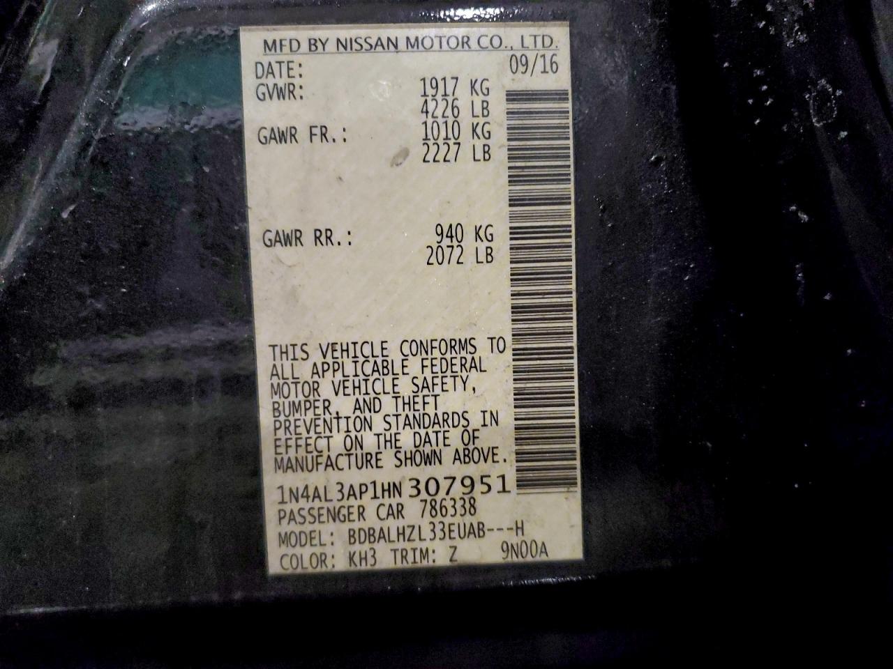 2017 NISSAN ALTIMA 2.5 photo 12