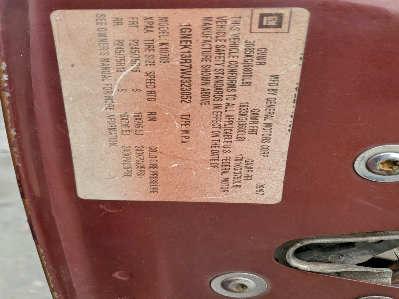 1998 CHEVROLET TAHOE K1500 photo 13