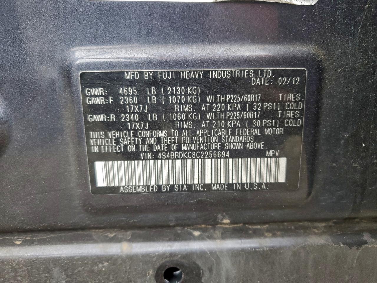 2012 SUBARU OUTBACK 3.6R LIMITED photo 14