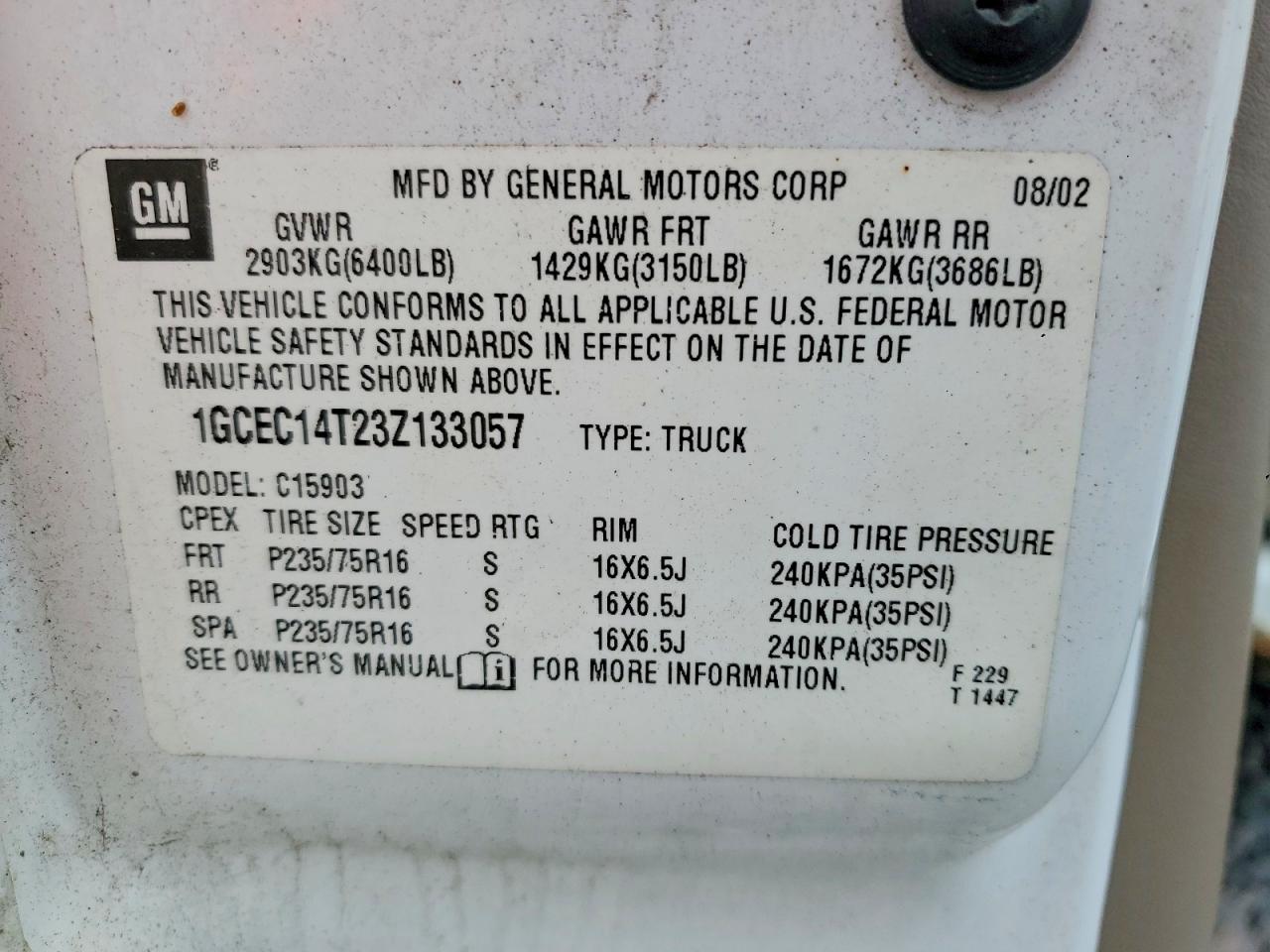 2003 CHEVROLET SILVERADO C1500 photo 12