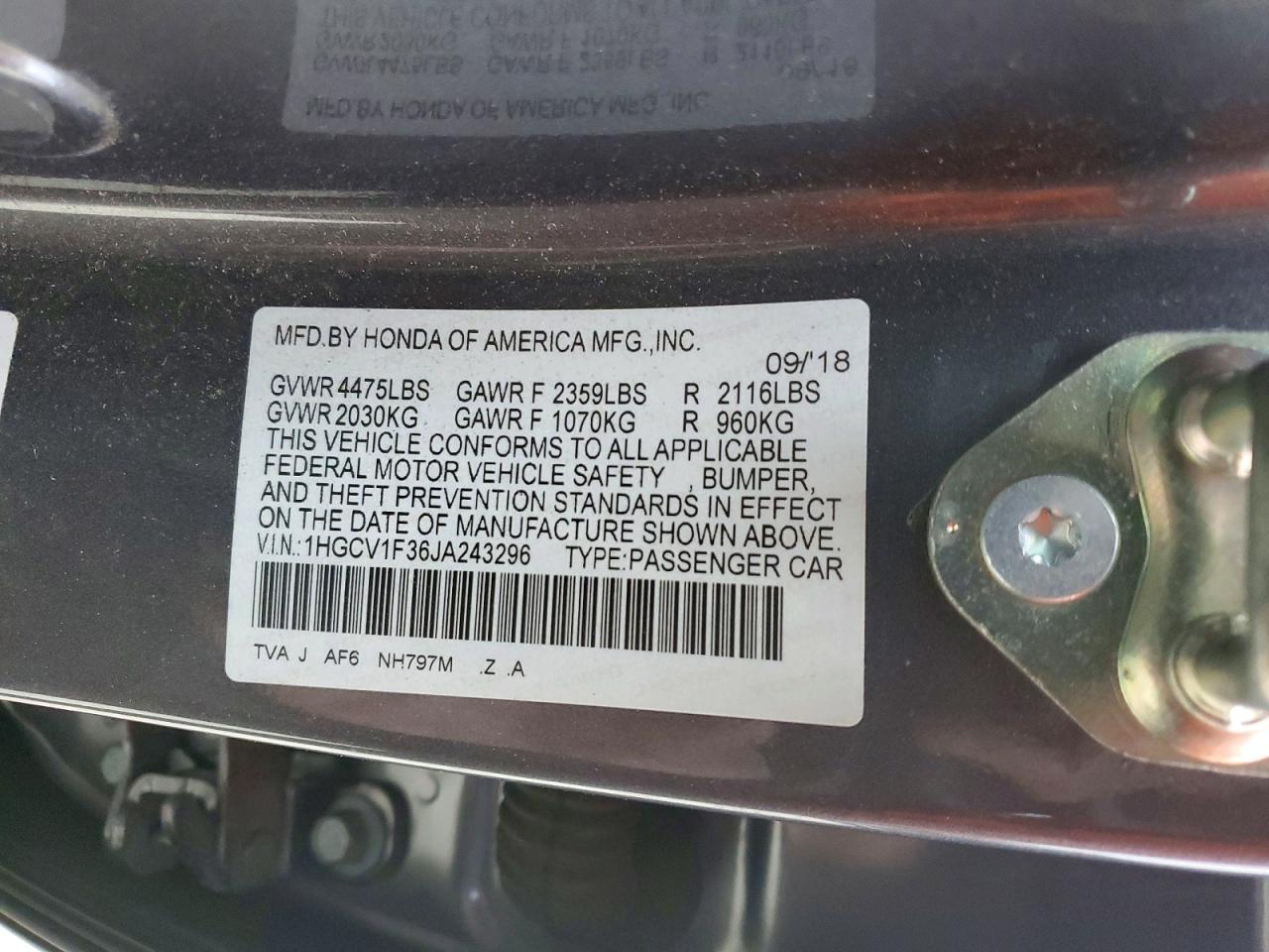 2018 HONDA ACCORD SPORT photo 13