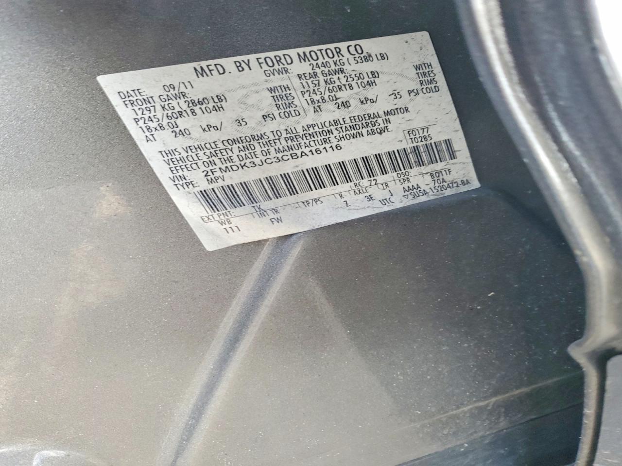 2012 FORD EDGE SEL photo 13