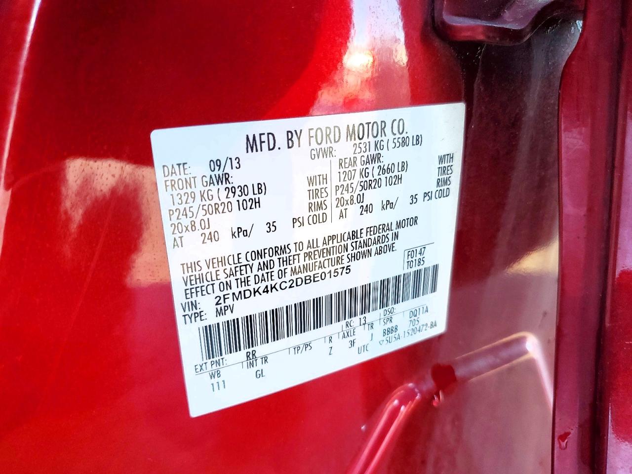 2013 FORD EDGE LIMITED photo 14