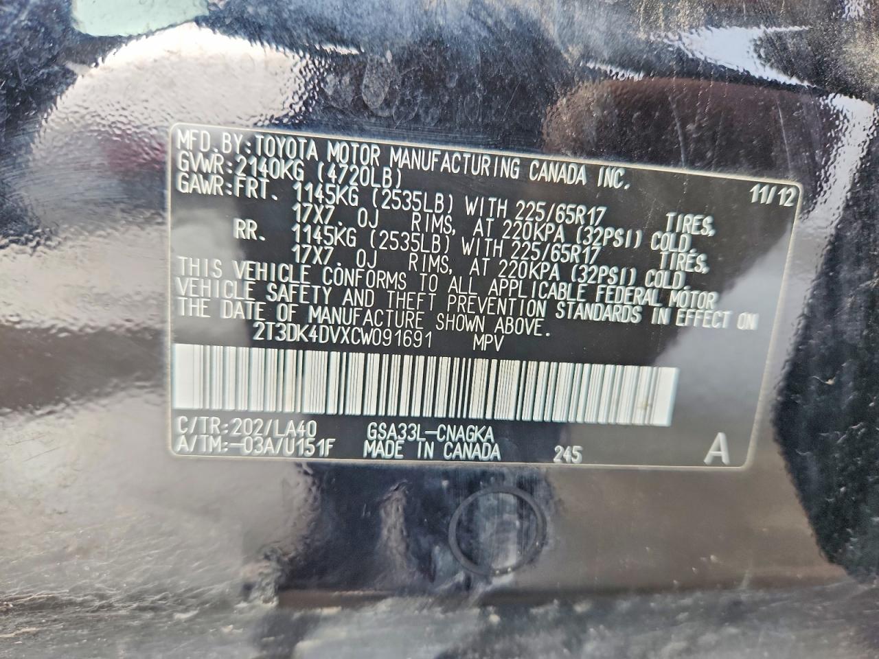 2012 TOYOTA RAV4 LIMITED photo 12