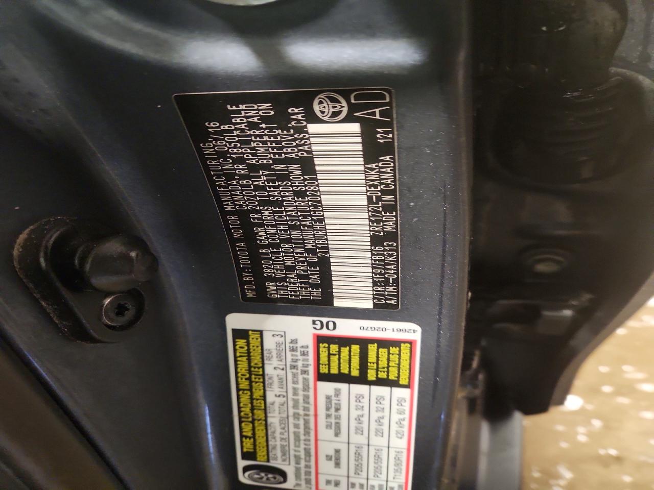 2016 TOYOTA COROLLA L photo 13
