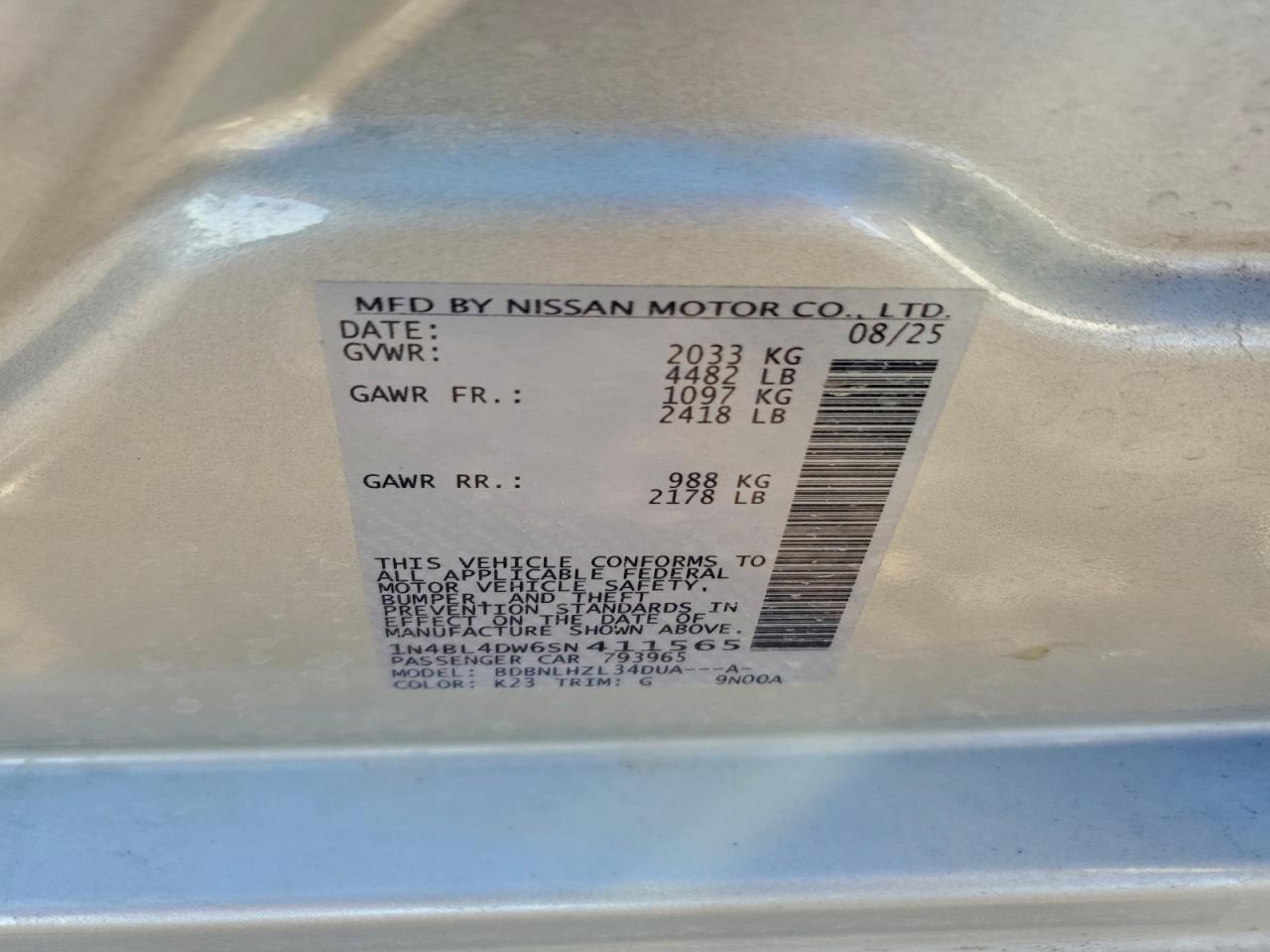 2025 NISSAN ALTIMA SV photo 12