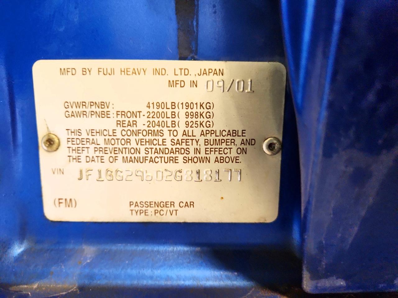 2002 SUBARU IMPREZA WRX photo 12