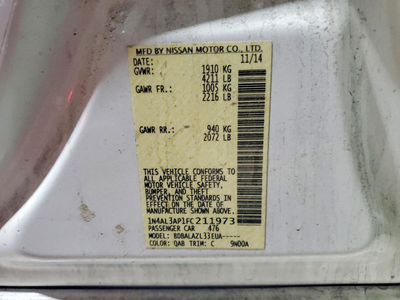 2015 NISSAN ALTIMA 2.5 photo 12
