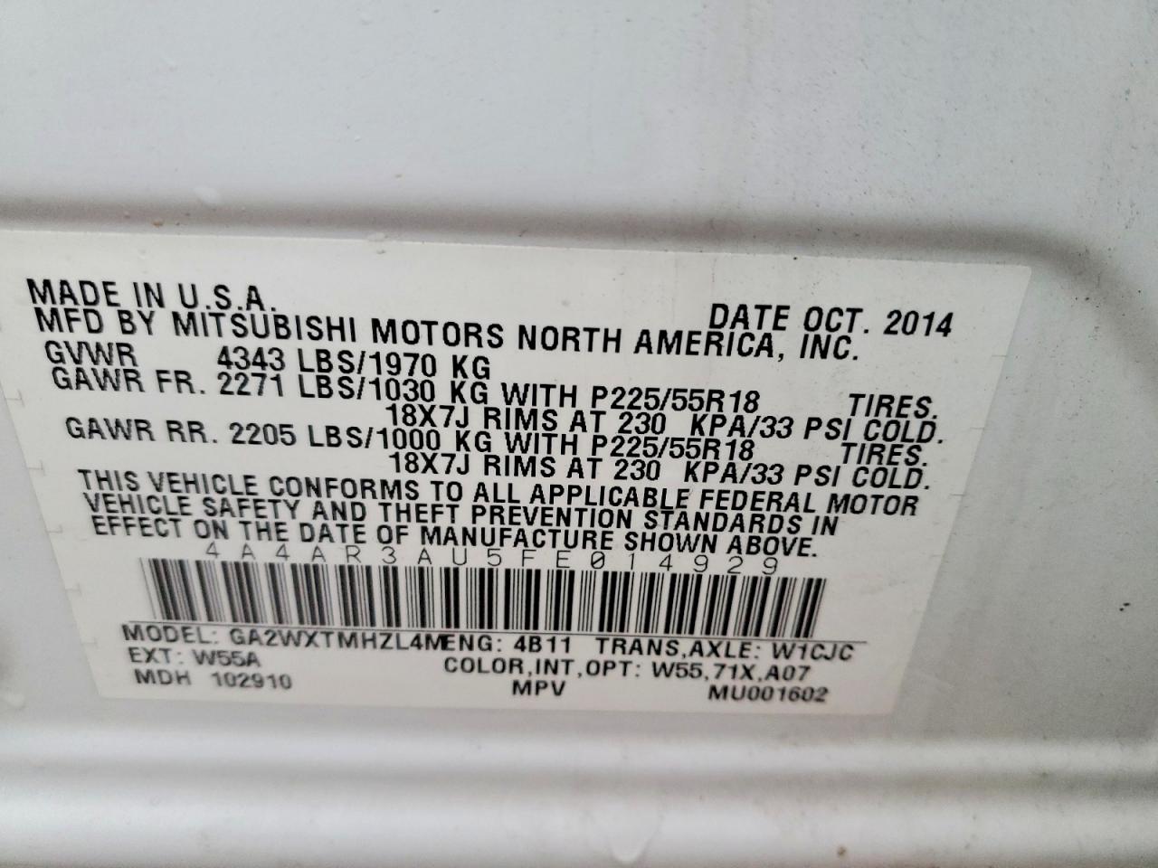 2015 MITSUBISHI OUTLANDER SPORT ES photo 13