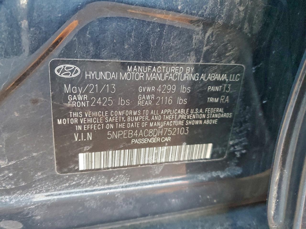 2013 HYUNDAI SONATA GLS photo 12