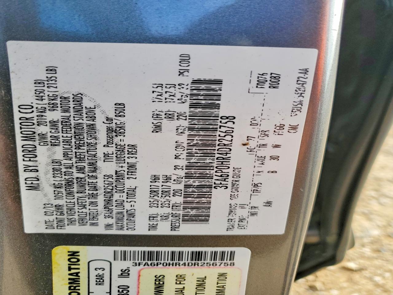 2013 FORD FUSION SE photo 12