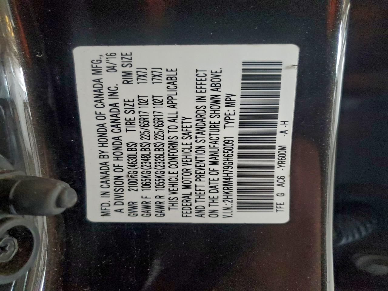 2016 HONDA CR-V EXL photo 13