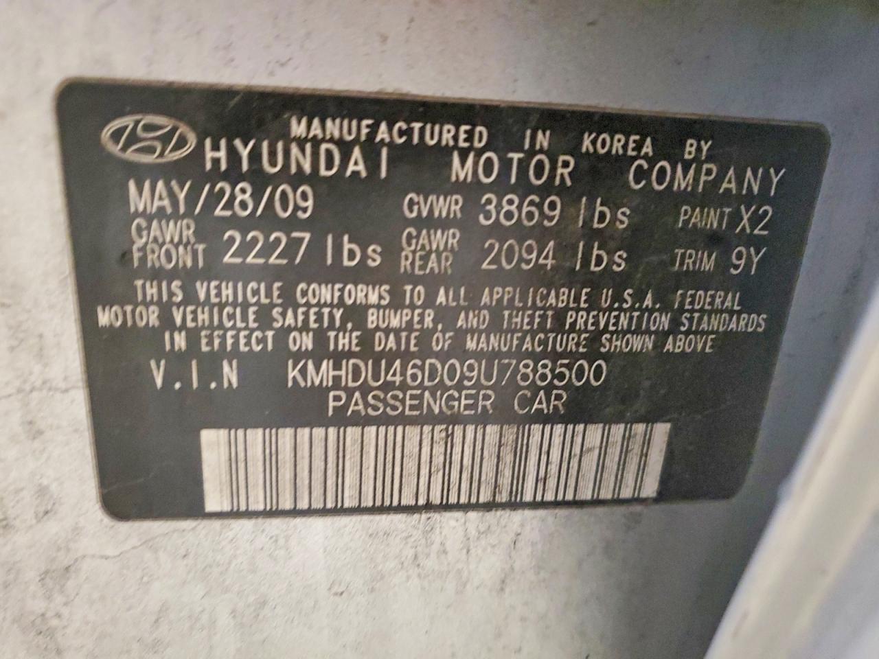 2009 HYUNDAI ELANTRA GLS photo 12