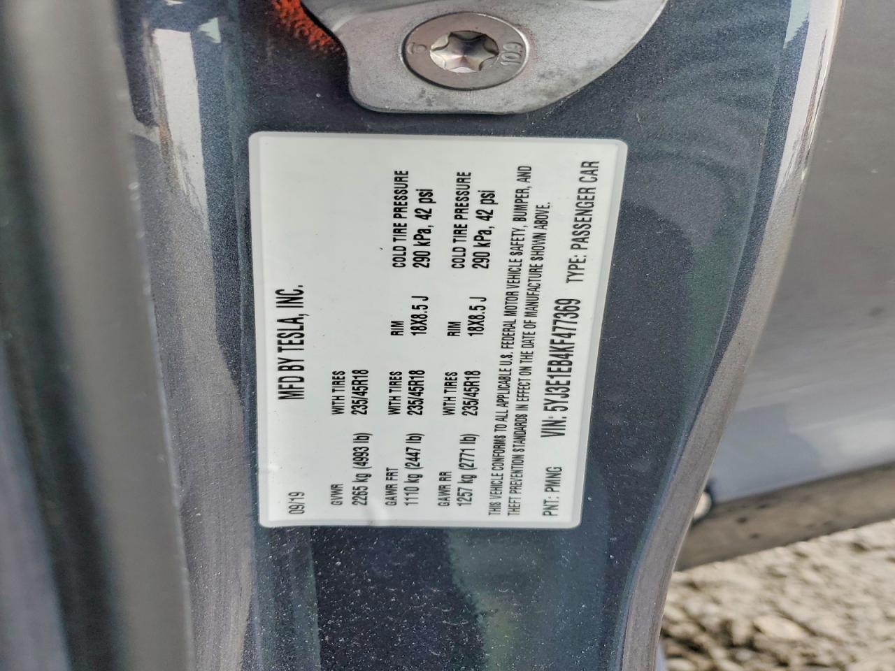 2019 TESLA MODEL 3 photo 12
