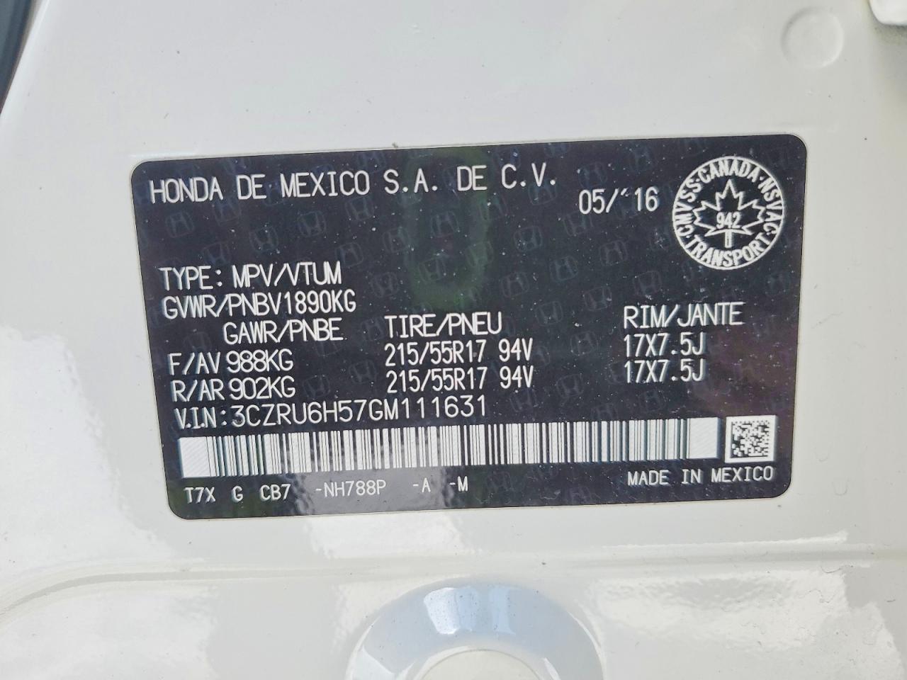 2016 HONDA HR-V EX photo 13