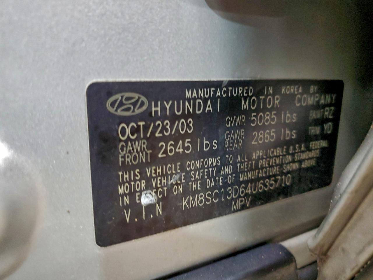 2004 HYUNDAI SANTA FE GLS photo 13