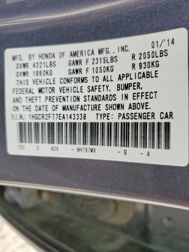 2014 HONDA ACCORD EX photo 12