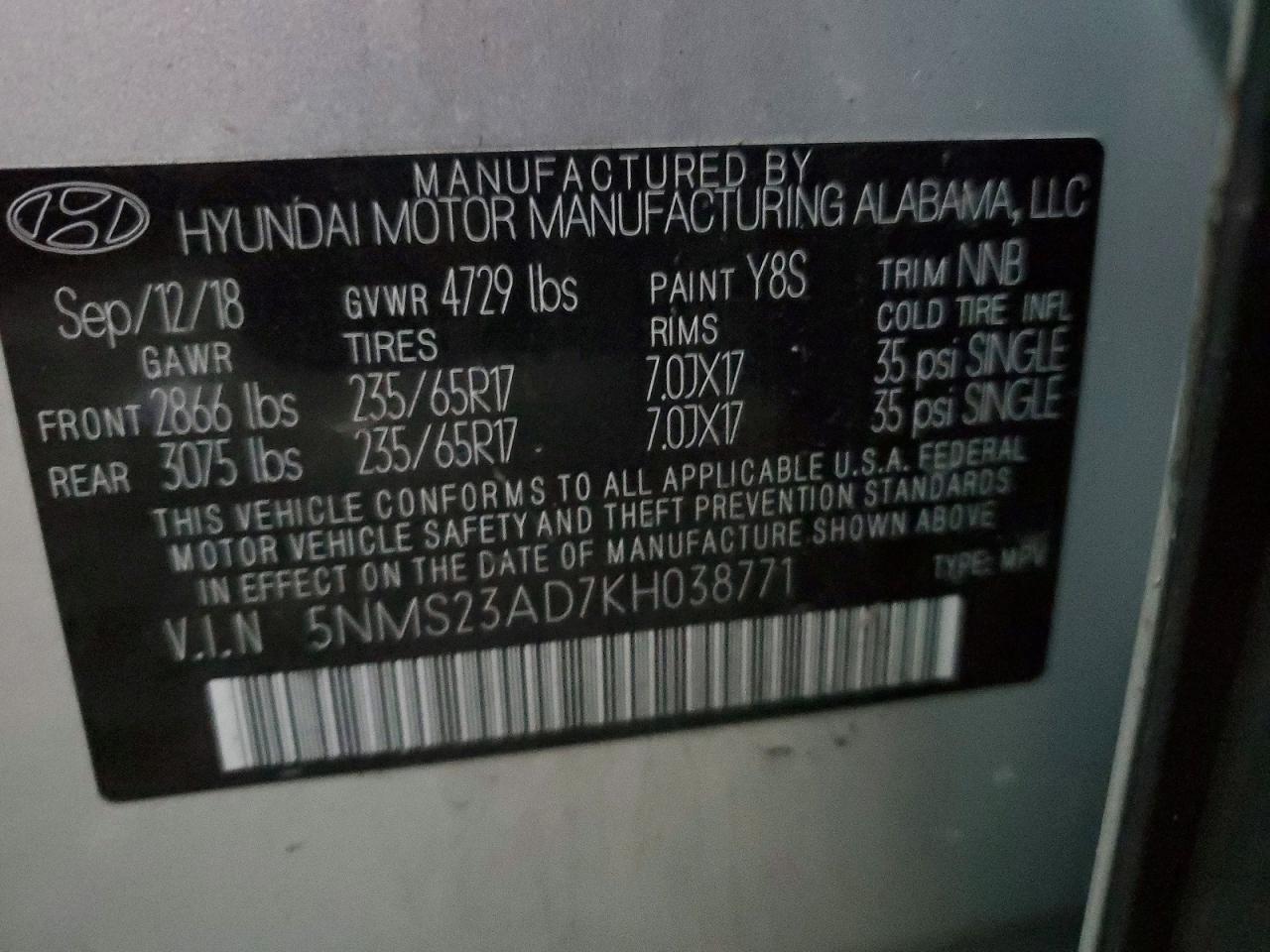 2019 HYUNDAI SANTA FE SE photo 12