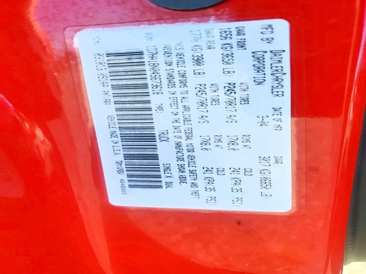 2004 DODGE RAM 1500 ST photo 12